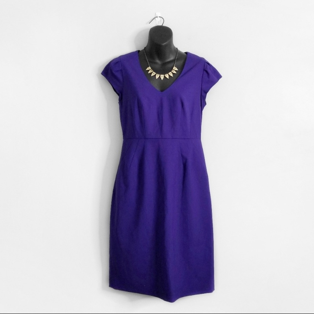 J crew director suiting dress new with tag cap sleeves in purple stretch v neck